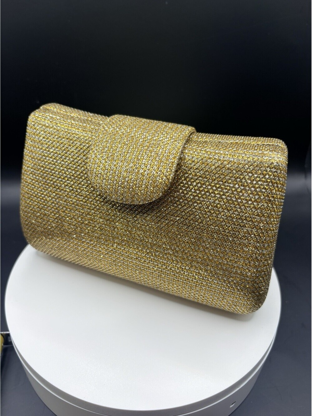 Whiting & Davis Gold Clutch Evening Bag Chain Formal Party